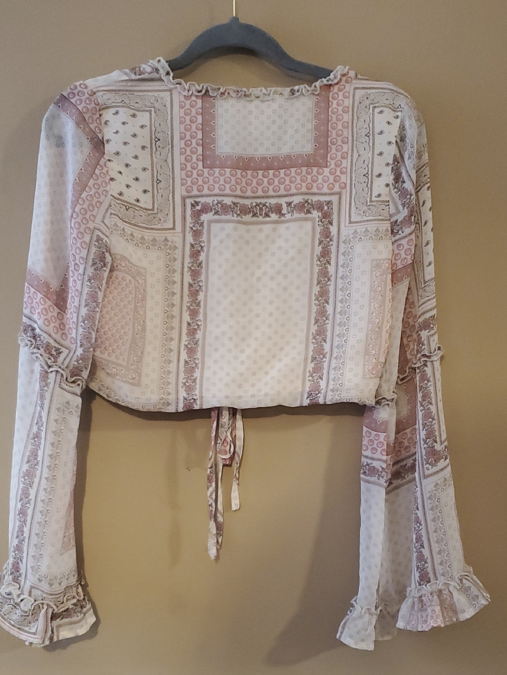 Style Rack Multicolor Crop Boho Patchwork 2 Tie Top Size S - Picture 3 of 9